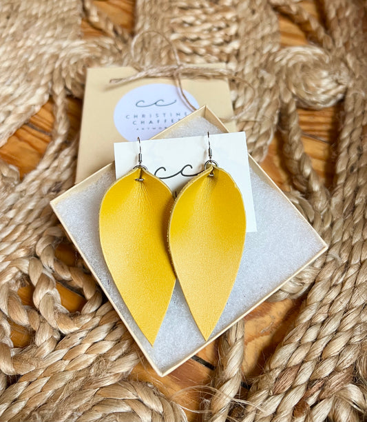 Yellow - Leather Earrings