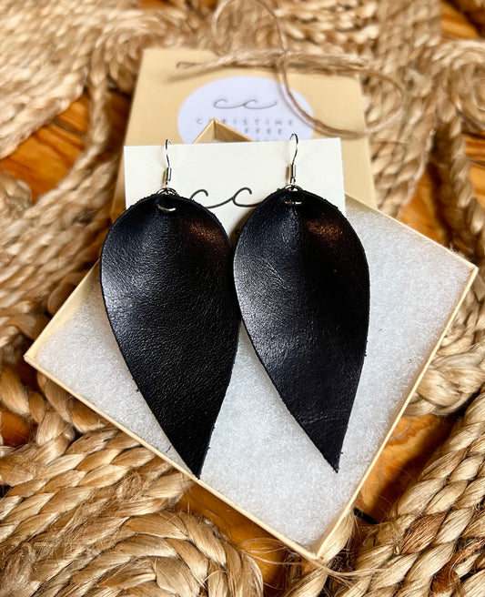 Black - Leather Earrings
