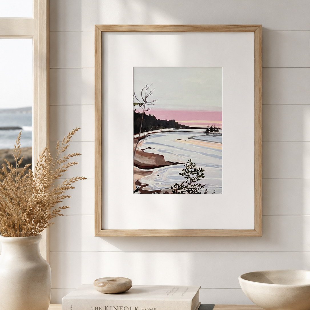 Wintery Strawberry Creek, Sunset- Matted Print
