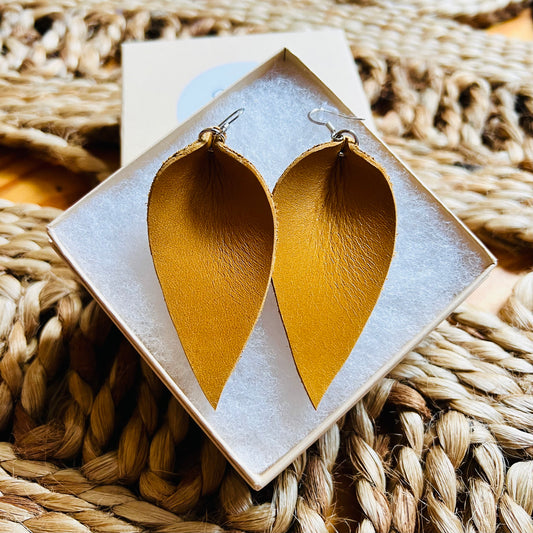 Mustard - Leather Earrings