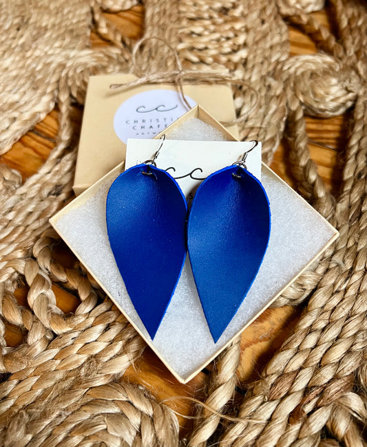 Royal Blue - Leather Earrings
