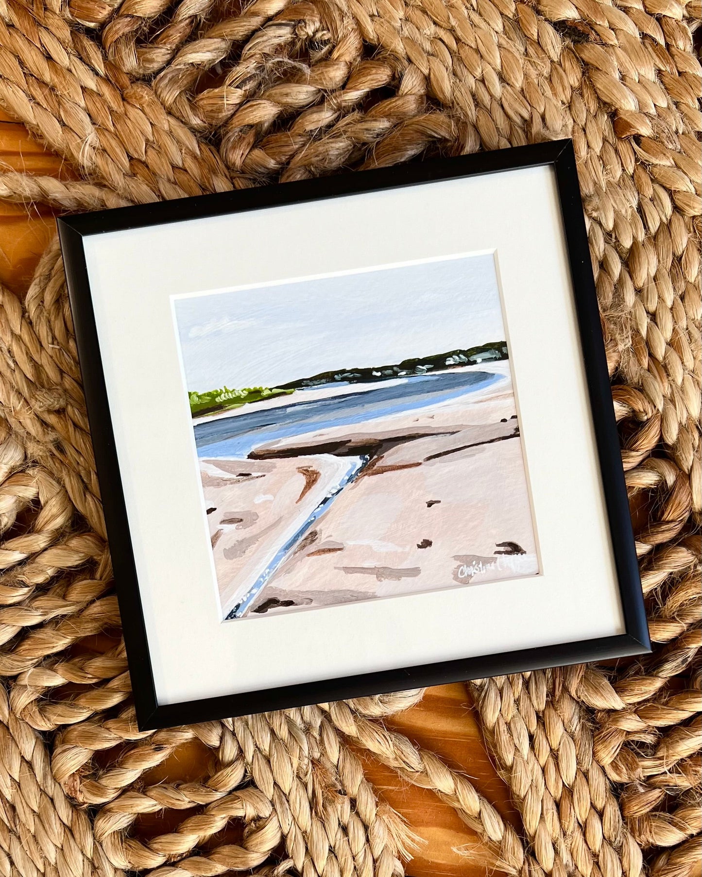 Scarborough River-Original Art on Paper in Custom Mat & Frame