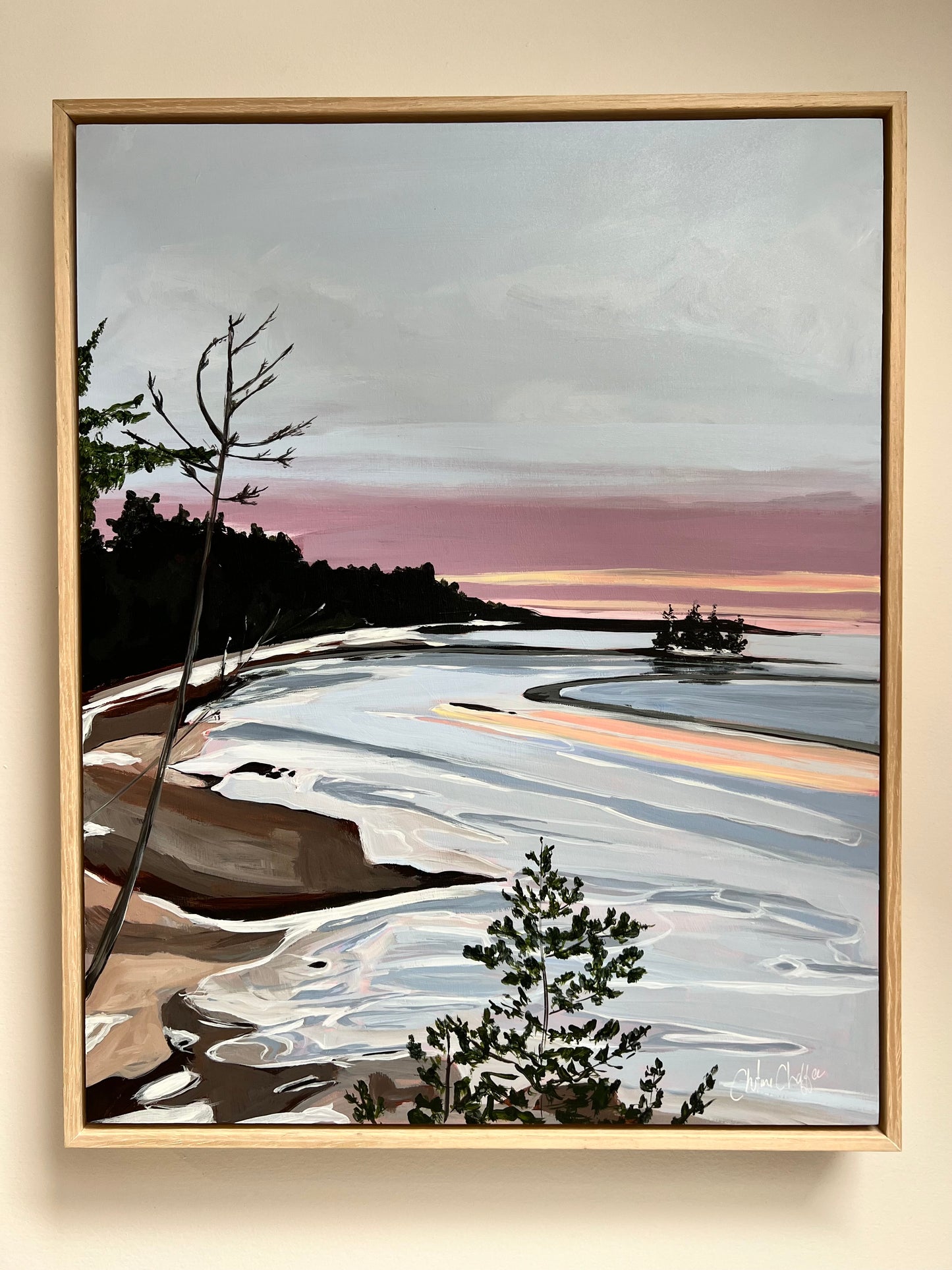 Strawberry Creek Wintery Sunset, Original 16x20