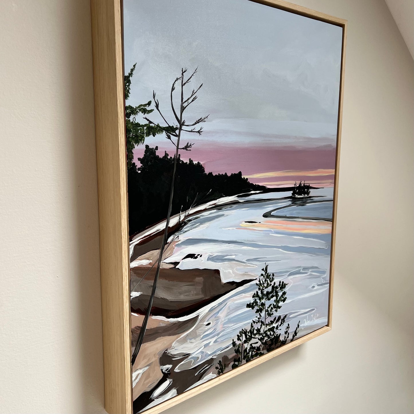 Strawberry Creek Wintery Sunset, Original 16x20