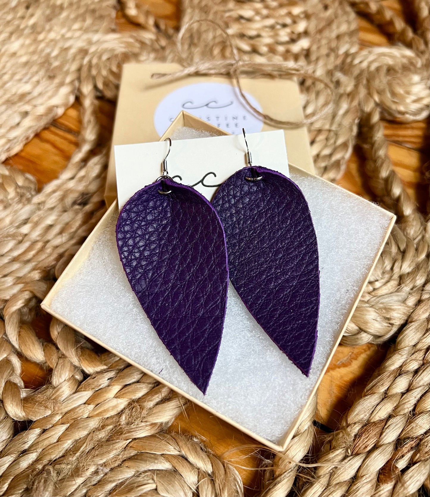 Dark Purple - Leather Earrings