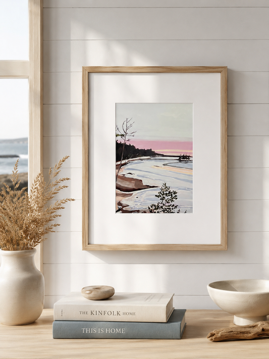 Wintery Strawberry Creek, Sunset- Matted Print