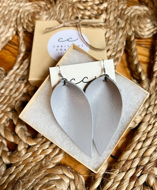 Light Grey - Leather Earrings