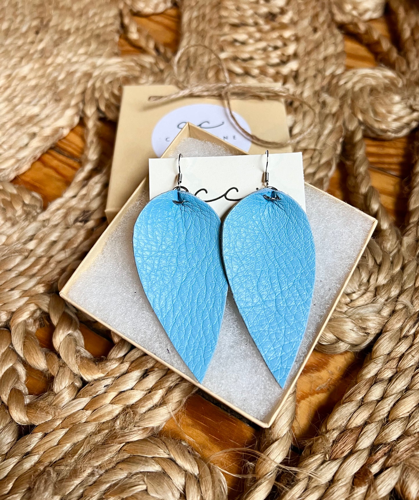 Capri Blue - Leather Earrings