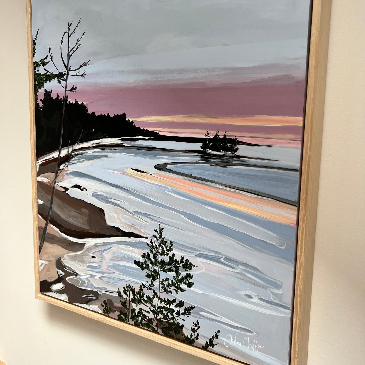 Strawberry Creek Wintery Sunset, Original 16x20