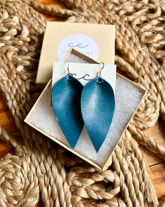 Royal Airforce Blue - Leather Earrings