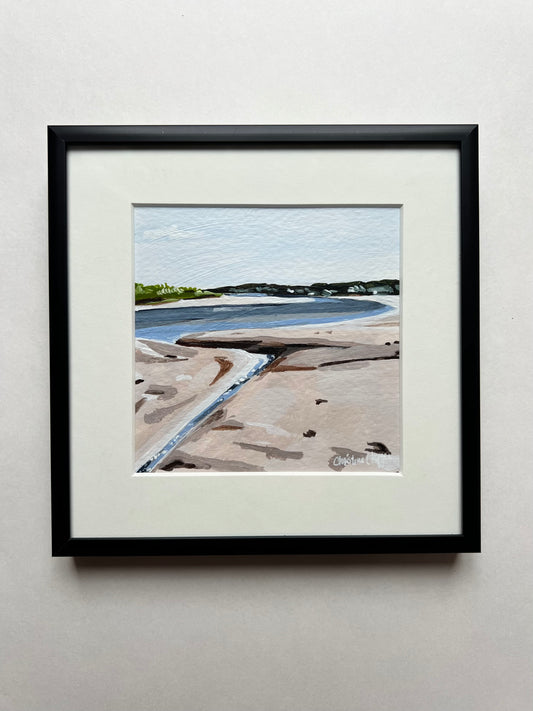 Scarborough River-Original Art on Paper in Custom Mat & Frame