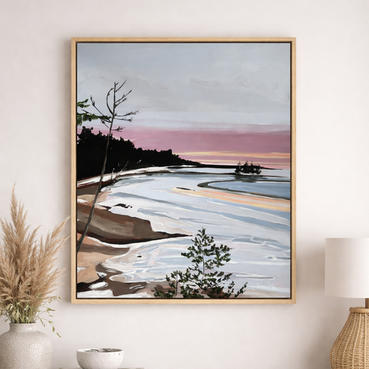 Strawberry Creek Wintery Sunset, Original 16x20